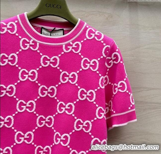 New Design Gucci GG Short-sleeved Sweater G051733 Pink 2024