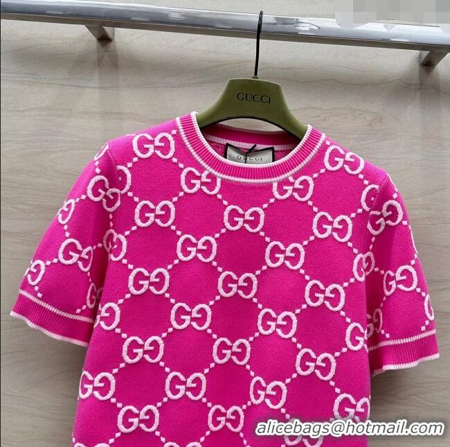 New Design Gucci GG Short-sleeved Sweater G051733 Pink 2024