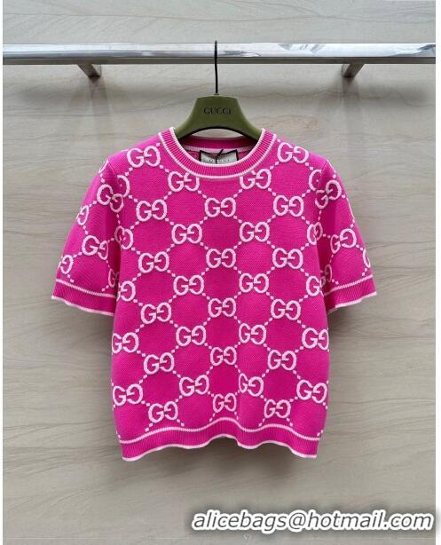 New Design Gucci GG Short-sleeved Sweater G051733 Pink 2024