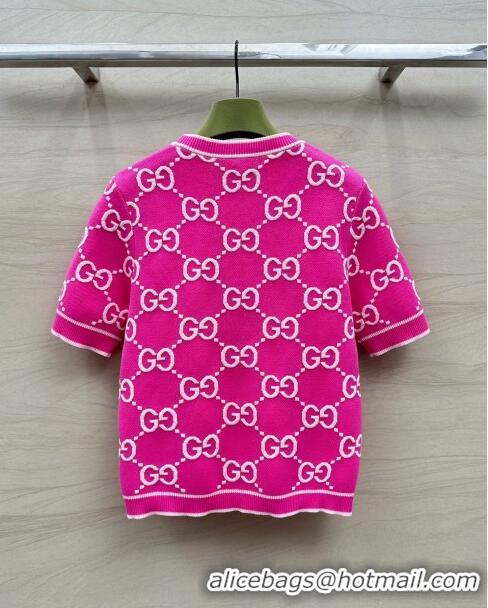 New Design Gucci GG Short-sleeved Sweater G051733 Pink 2024