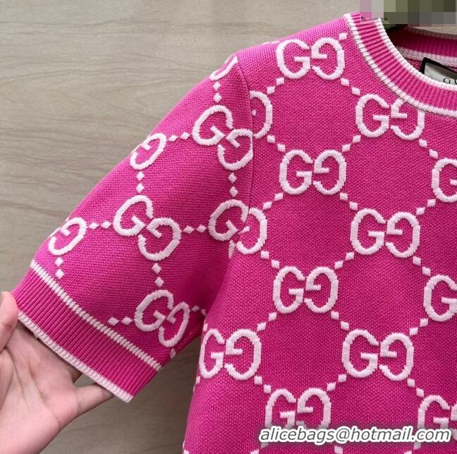 New Design Gucci GG Short-sleeved Sweater G051733 Pink 2024