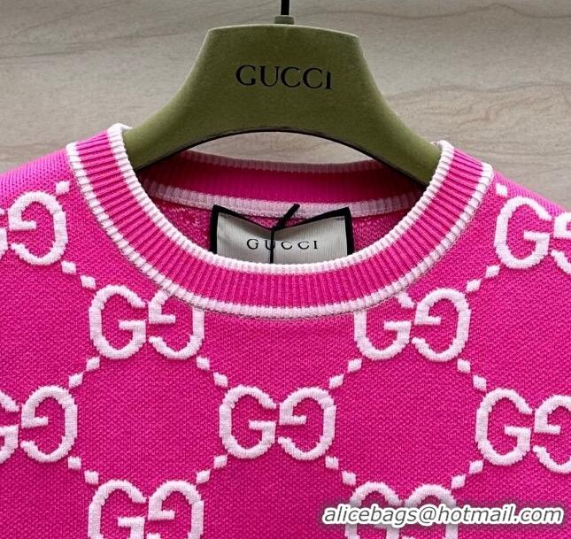 New Design Gucci GG Short-sleeved Sweater G051733 Pink 2024