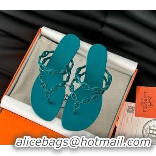 Best Product Hermes TPU Island Flat Slide Thong Sandals Green 425090