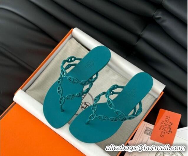 Best Product Hermes TPU Island Flat Slide Thong Sandals Green 425090