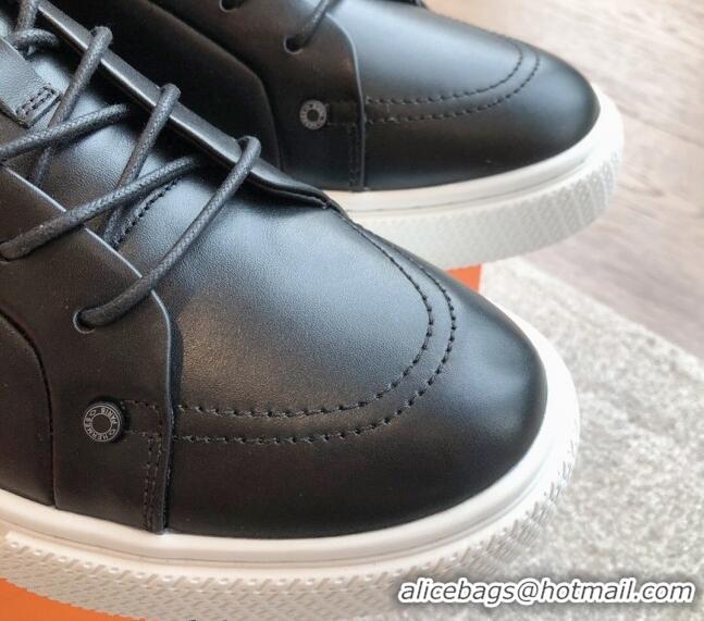 Pretty Style Hermes Irwin Calfskin Sneakers Black 425093