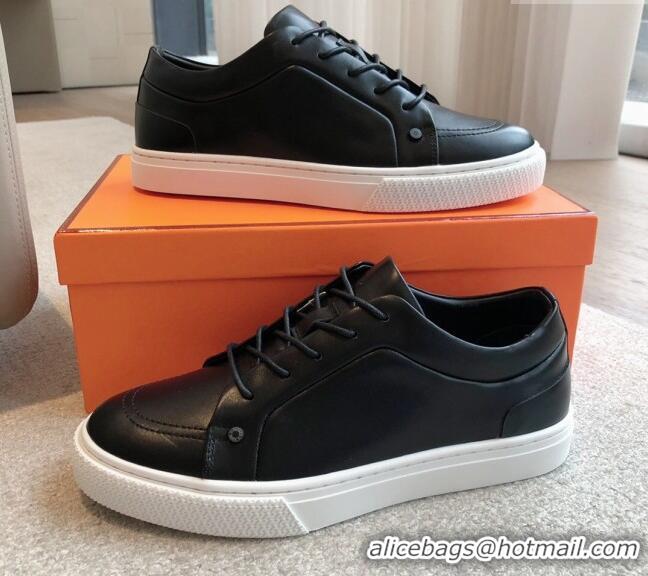 Pretty Style Hermes Irwin Calfskin Sneakers Black 425093