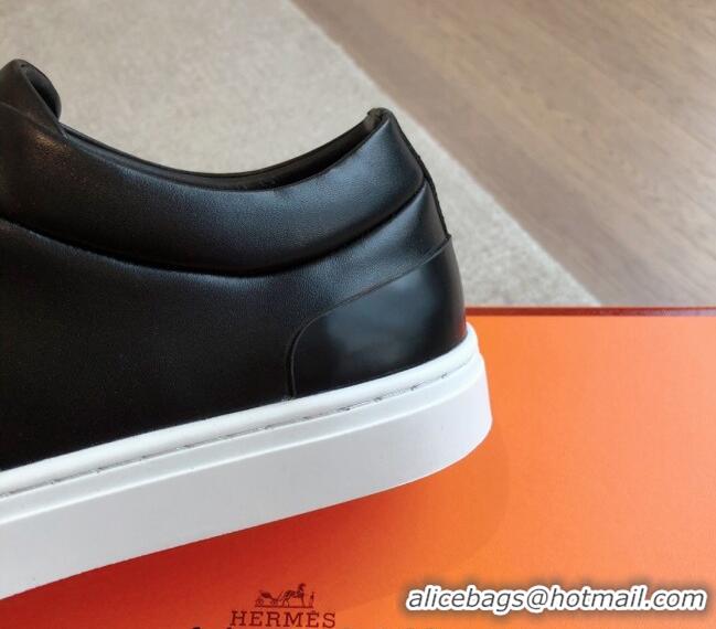 Pretty Style Hermes Irwin Calfskin Sneakers Black 425093