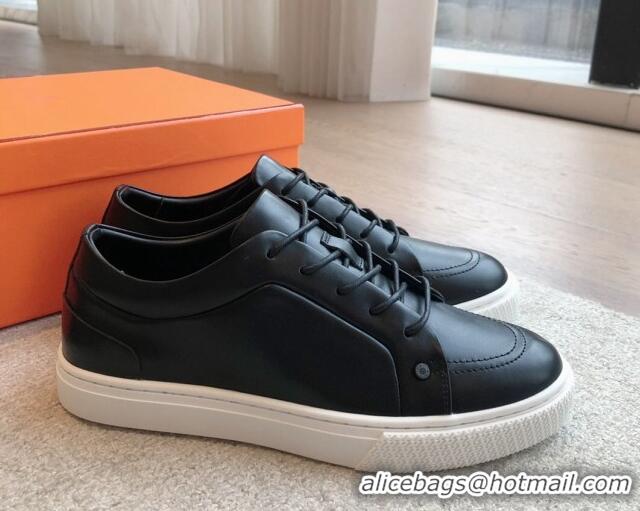 Pretty Style Hermes Irwin Calfskin Sneakers Black 425093