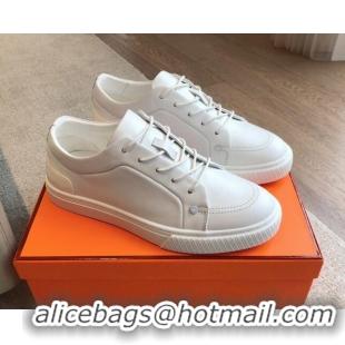 Best Grade Hermes Irwin Calfskin Sneakers White 0425094