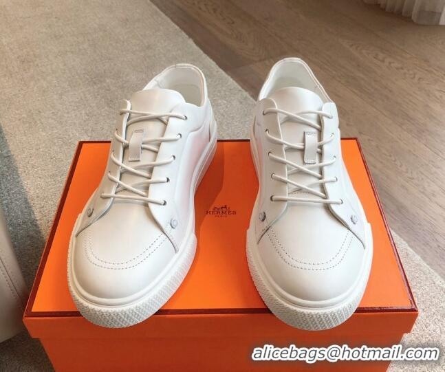 Best Grade Hermes Irwin Calfskin Sneakers White 0425094