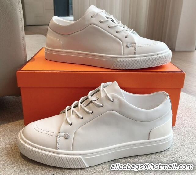 Best Grade Hermes Irwin Calfskin Sneakers White 0425094