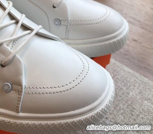 Best Grade Hermes Irwin Calfskin Sneakers White 0425094