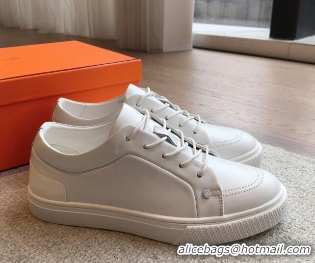 Best Grade Hermes Irwin Calfskin Sneakers White 0425094