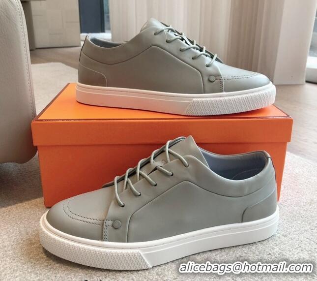 Perfect Hermes Irwin Calfskin Sneakers Grey 0425095