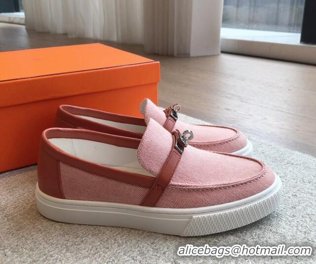 Top Design Hermes Game Suede Slip-on Sneakers with Kelly Buckle Pink 425098