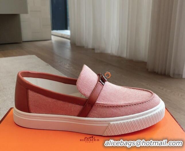 Top Design Hermes Game Suede Slip-on Sneakers with Kelly Buckle Pink 425098