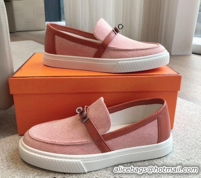 Top Design Hermes Game Suede Slip-on Sneakers with Kelly Buckle Pink 425098