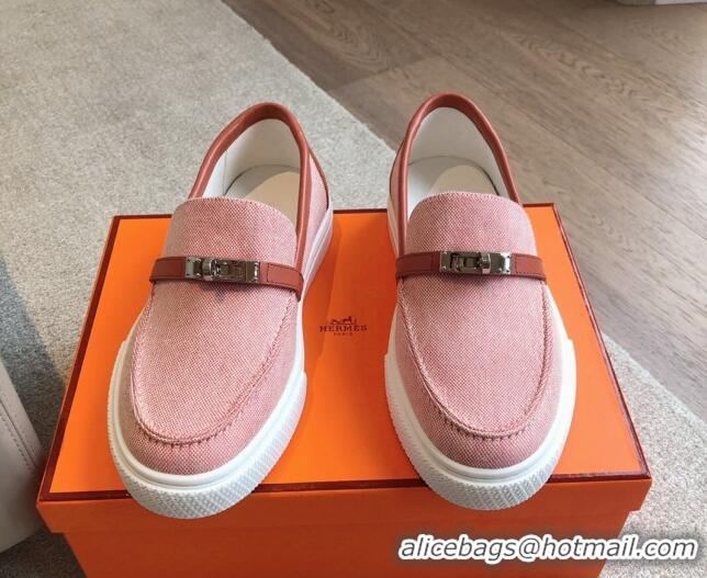 Top Design Hermes Game Suede Slip-on Sneakers with Kelly Buckle Pink 425098