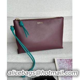 Promotional Loewe Knot T pouch in shiny nappa calfskin 3045 Burgundy 2024