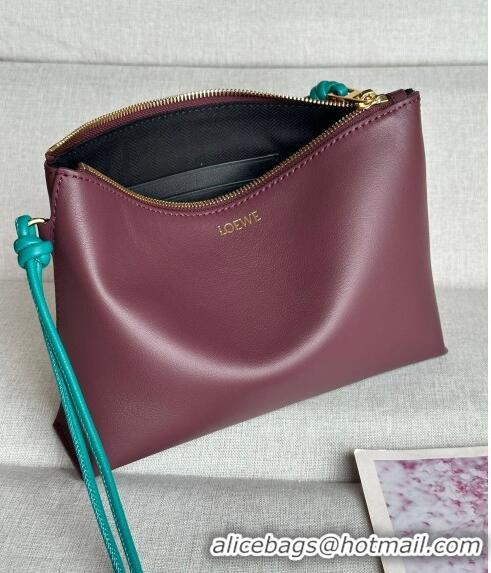 Promotional Loewe Knot T pouch in shiny nappa calfskin 3045 Burgundy 2024