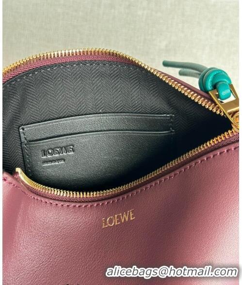 Promotional Loewe Knot T pouch in shiny nappa calfskin 3045 Burgundy 2024