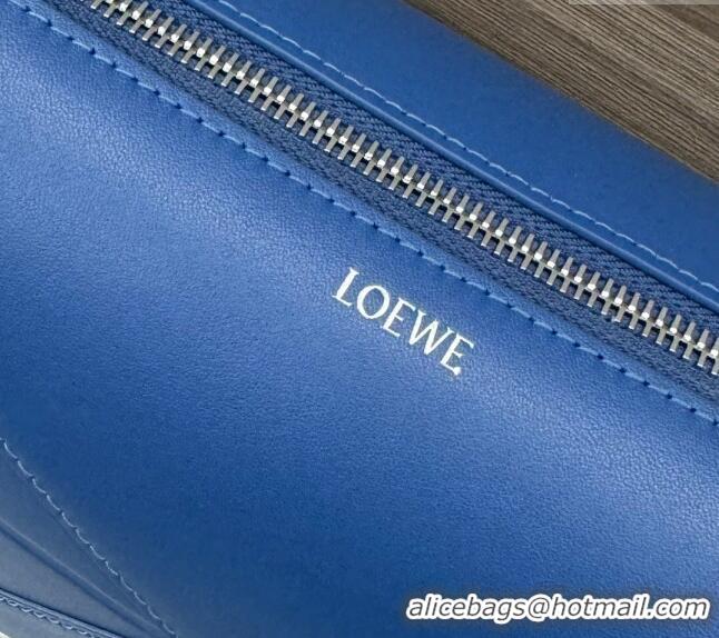 Good Product Loewe Men's Puzzle Fold wash bag in shiny calfskin 052403 Blue 2024