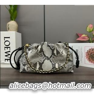 Discount Loewe Small Flamenco Purse bag in Snakeskin Embossed Leather L012403 Grey 2024