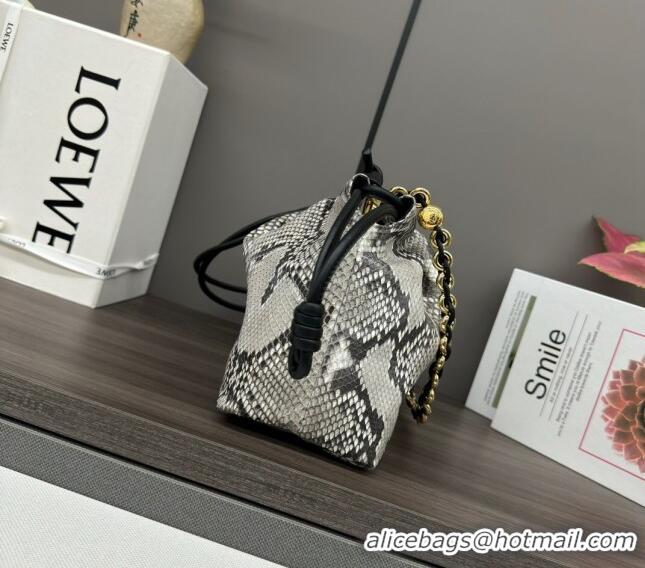 Discount Loewe Small Flamenco Purse bag in Snakeskin Embossed Leather L012403 Grey 2024