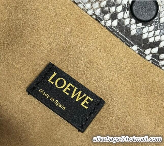 Discount Loewe Small Flamenco Purse bag in Snakeskin Embossed Leather L012403 Grey 2024