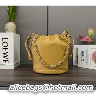 Best Quality Loewe Flamenco Purse Bucket bag in mellow nappa lambskin 012406 Sahara Yellow 2024