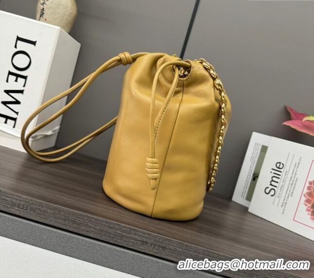 Best Quality Loewe Flamenco Purse Bucket bag in mellow nappa lambskin 012406 Sahara Yellow 2024