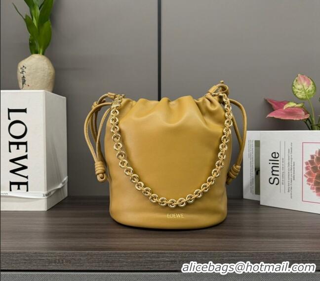 Best Quality Loewe Flamenco Purse Bucket bag in mellow nappa lambskin 012406 Sahara Yellow 2024