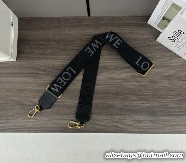 Promotional Loewe Logo Embroidered Shoulder Strap 4x120cm 652432 Black 2024