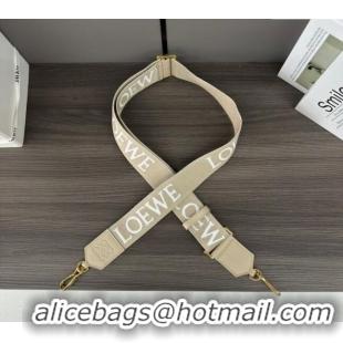 Super Quality Loewe Logo Embroidered Shoulder Strap 4x120cm 652432 Beige 2024