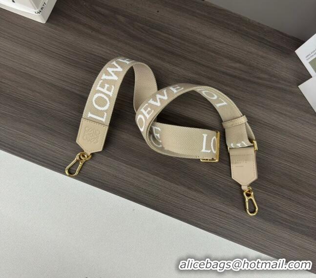 Super Quality Loewe Logo Embroidered Shoulder Strap 4x120cm 652432 Beige 2024