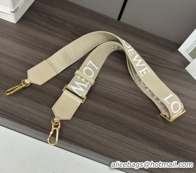 Super Quality Loewe Logo Embroidered Shoulder Strap 4x120cm 652432 Beige 2024