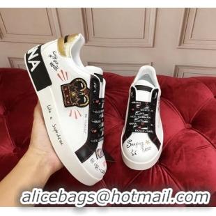 Big Discount Dolce & Gabbana Calfskin Nappa Portofino Sneakers DG8941 White