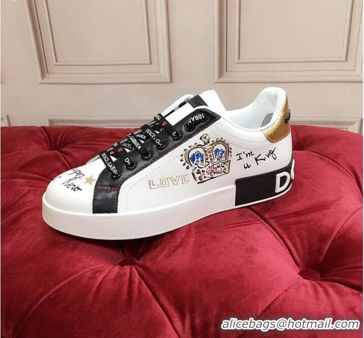 Big Discount Dolce & Gabbana Calfskin Nappa Portofino Sneakers DG8941 White