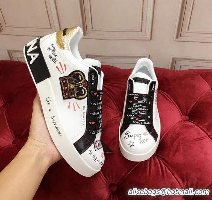 Big Discount Dolce & Gabbana Calfskin Nappa Portofino Sneakers DG8941 White