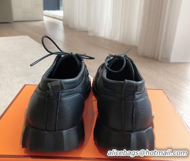 Classic Hot Hermes Increase Sneakers in Calfskin Black 425112