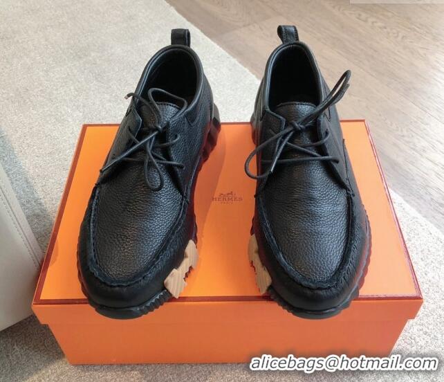 Classic Hot Hermes Increase Sneakers in Calfskin Black 425112