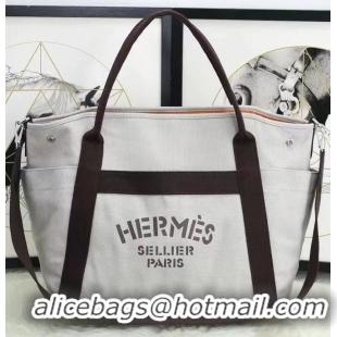 Famous Brand Hermes Canvas Shopping Bag H0734 White And Orange