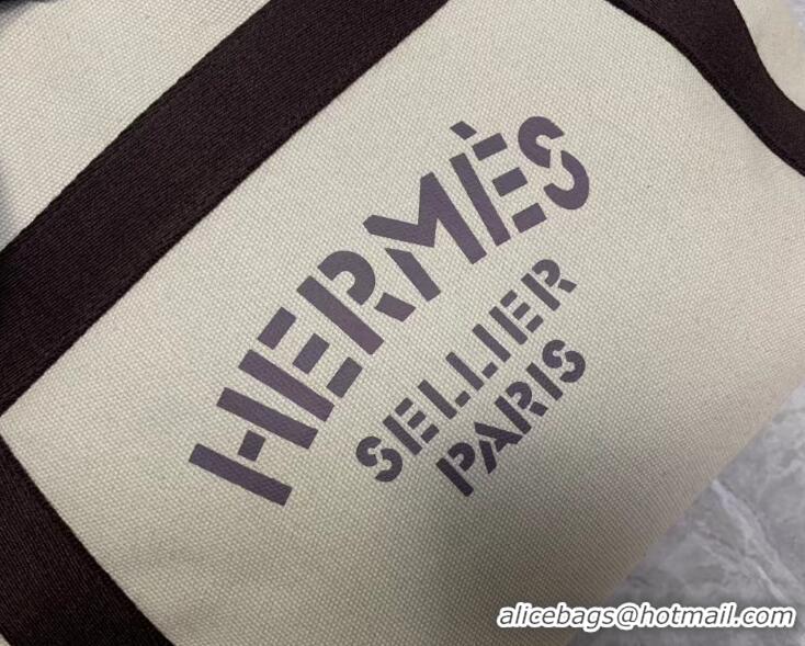 Famous Brand Hermes Canvas Shopping Bag H0734 White And Orange