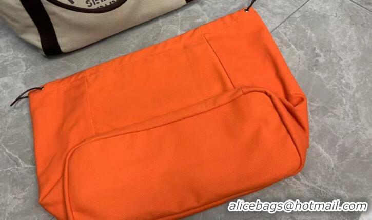 Famous Brand Hermes Canvas Shopping Bag H0734 White And Orange