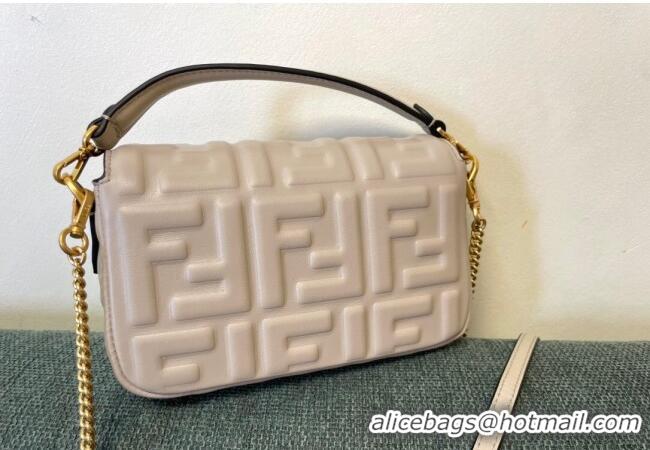 Reasonable Price Fendi Baguette Mini Nappa Leather Bag F0135 Light Grey 2024