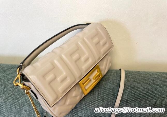 Reasonable Price Fendi Baguette Mini Nappa Leather Bag F0135 Light Grey 2024