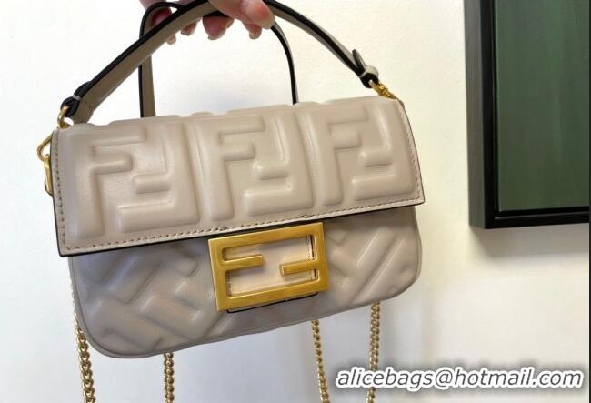 Reasonable Price Fendi Baguette Mini Nappa Leather Bag F0135 Light Grey 2024