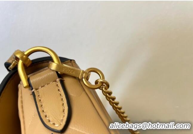 Promotional Fendi Baguette Mini Nappa Leather Bag F0135 Apricot 2024