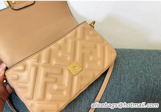 Promotional Fendi Baguette Mini Nappa Leather Bag F0135 Apricot 2024