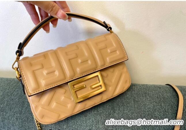 Promotional Fendi Baguette Mini Nappa Leather Bag F0135 Apricot 2024